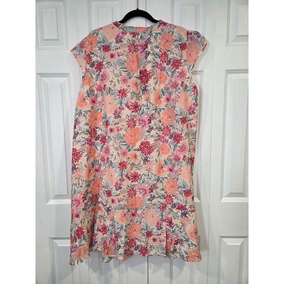 Ann Taylor LOFT Floral Flutter Peplum Keyhole Woven Flounce Dress Pink Size 22 - Picture 2 of 8